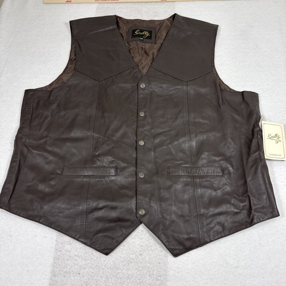 NWT Scully Western Lamb Brown Leather Vest Mens Size 4XT New With Tags
